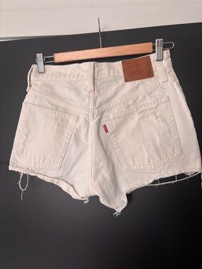 Levi's White Denim High-Waist Cutoff Shorts